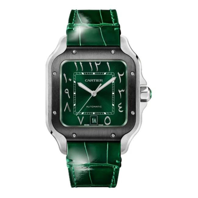 Cartier Santos de Cartier Men's watch WSSA0055 Large Green Dial with Hindu-Arabic numbers