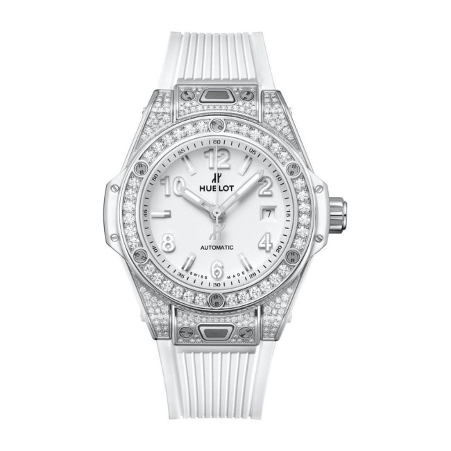 Hublot Big Bang One Click Steel White Pavé 33mm Woman's Watch 485.SE.2010.RW.1604