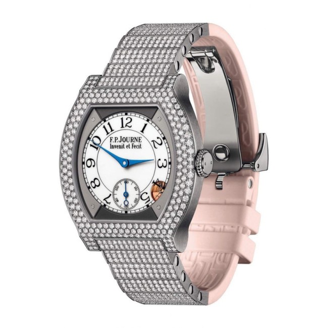 F.P.Journe 35mm élégante 40 Titanium 12 Rows of Diamonds with Set Bracelet Woman's Watch Pink strap