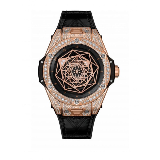 Hublot Big Bang One Click Sang Bleu King Gold Pavé Woman's Watch 465.OS.1118.VR.1704.MXM18