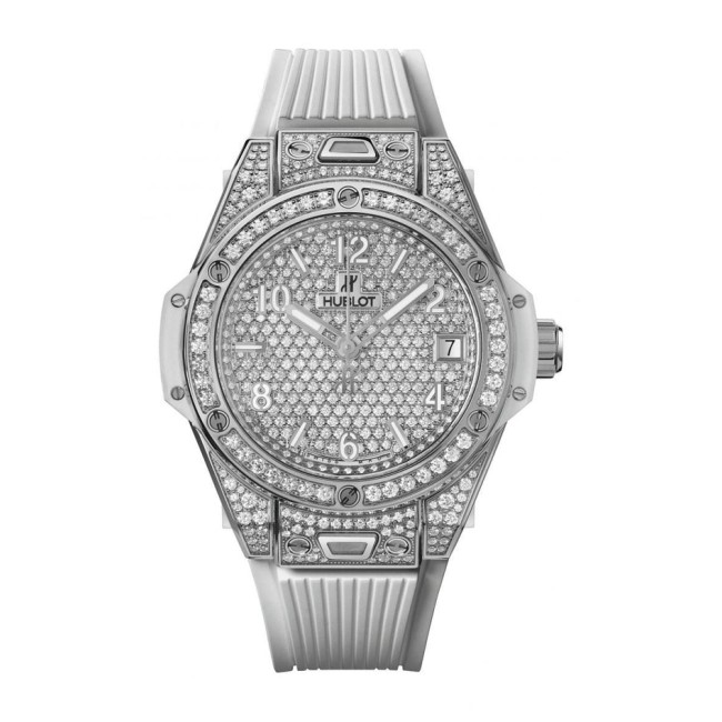 Hublot Big Bang One Click Steel White Full Pavé Woman's Watch 465.SE.9010.RW.1604