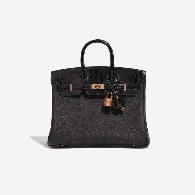 Birkin Touch 25 Niloticus Crocodile / Togo Black