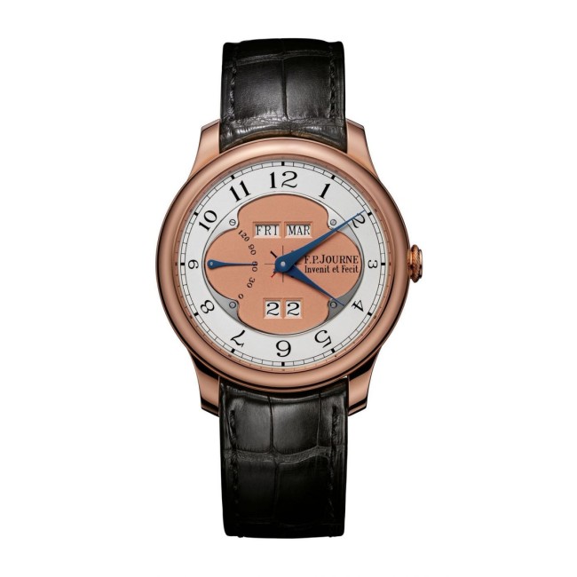 F.P.Journe 40mm Quantième Perpétuel Gold Dial Men's Watch Black strap Red Gold