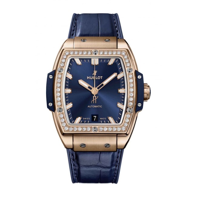 Hublot Spirit of Big Bang King Gold Blue Diamonds Woman's Watch 665.OX.7180.LR.1204