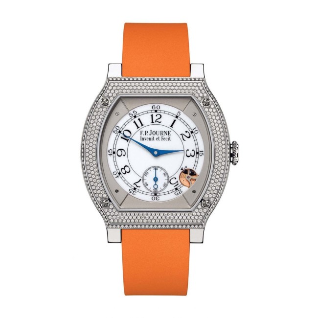 F.P.Journe 40mm élégante 48 Titanium Diamonds Men's Watch Orange strap Titanium