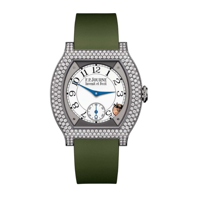 F.P.Journe 35mm élégante 40 Titanium 12 Rows of Diamonds Woman's Watch Green strap