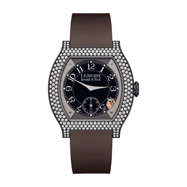 F.P.Journe 35mm élégante 40 Titalyt 12 Rows of Diamonds Woman's Watch Brown strap