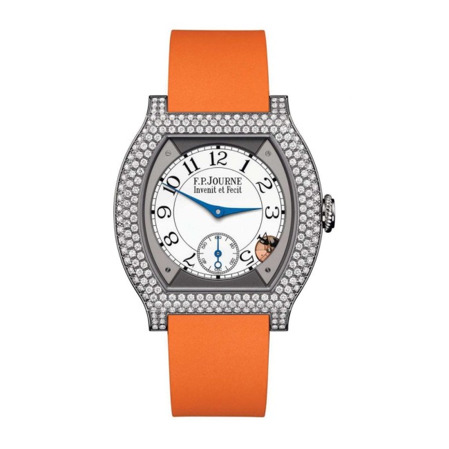 F.P.Journe 35mm élégante 40 Titanium 12 Rows of Diamonds Woman's Watch Orange strap