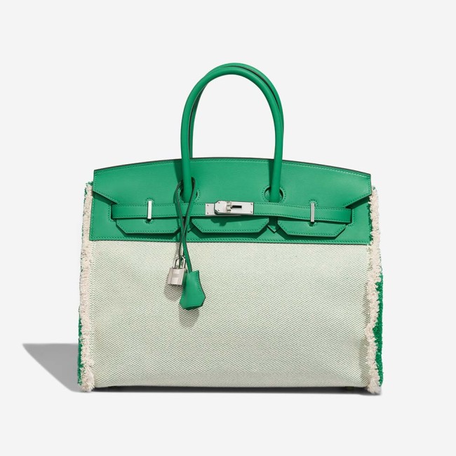 Birkin Fray 35 Toile / Swift Menthe