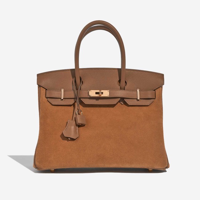 Birkin Grizzly 30 Suede / Swift Alezan / Chamois