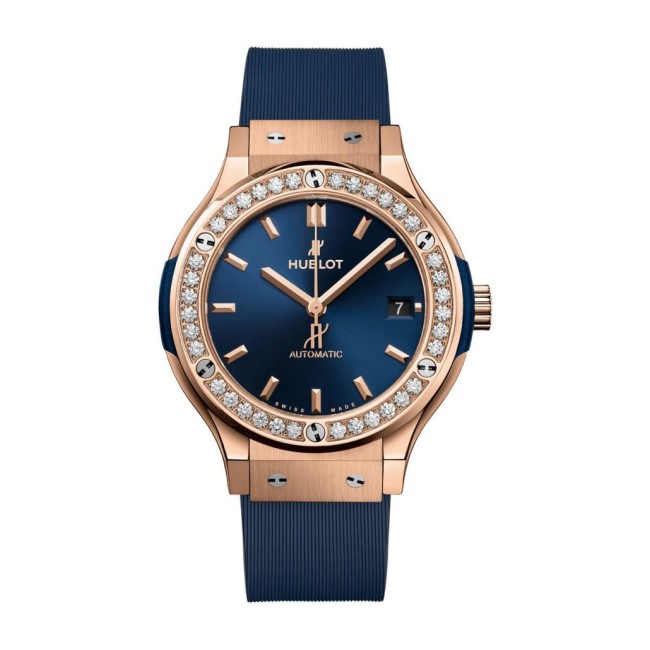 Hublot Classic Fusion King Gold Blue Diamonds Men's Watch 565.OX.7180.RX.1204