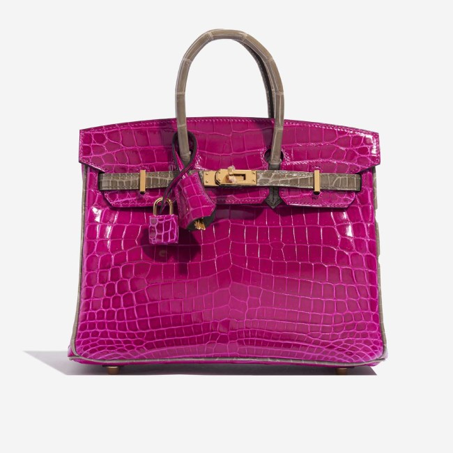 Birkin HSS 25 Niloticus Crocodile Rose Sheherazade / Gris Tourterelle