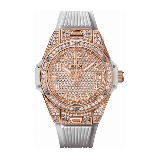 Hublot Big Bang One Click King Gold White Full Pavé Woman's Watch 465.OE.9010.RW.1604