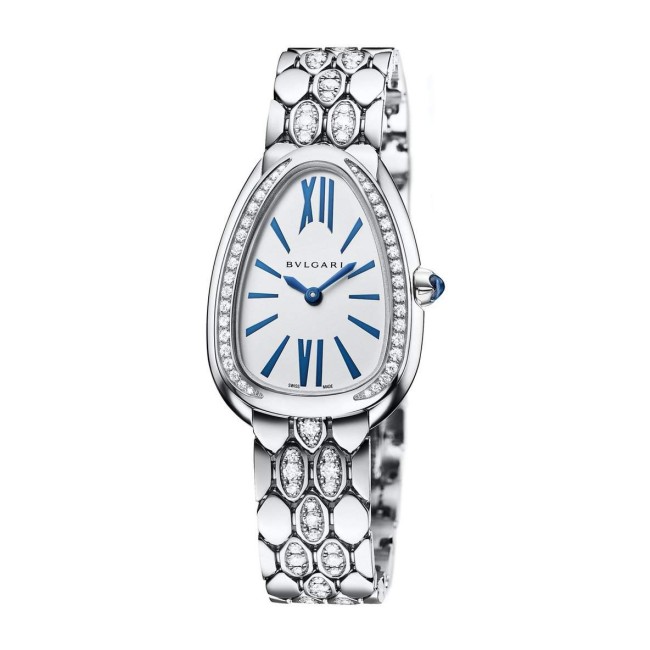 Bvlgari Serpenti Seduttori White Gold Semi-Paved Bracelet Woman's Watch 103276