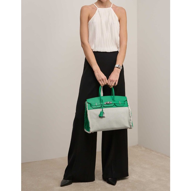 Birkin Fray 35 Toile / Swift Menthe