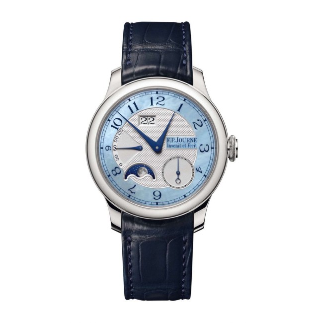 F.P.Journe 40mm Automatique Lune Mother of Pearl Men's Watch Blue strap Platinum