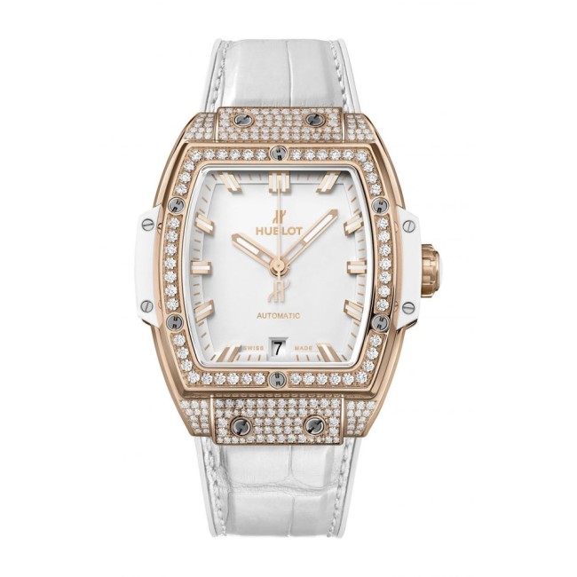 Hublot Spirit of Big Bang King Gold White Pavé Woman's Watch 665.OE.2080.LR.1604