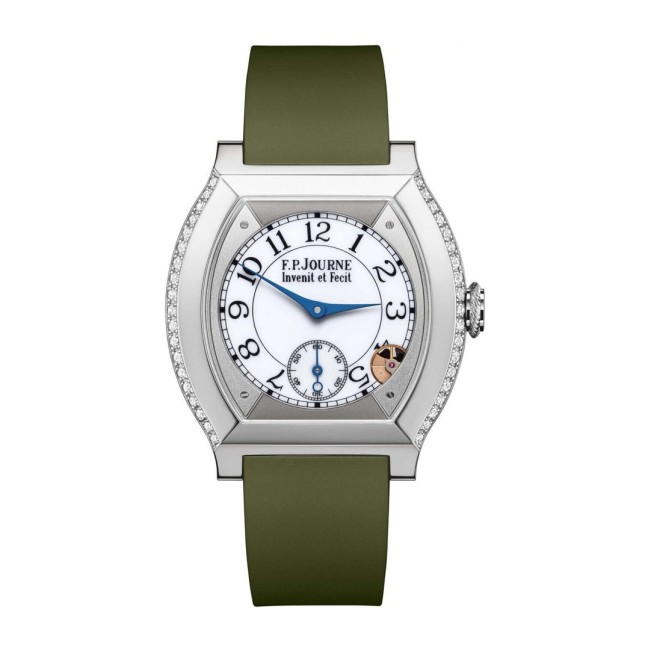 F.P.Journe 35mm élégante 40 Titanium 2 Rows of Diamonds Woman's Watch Green strap