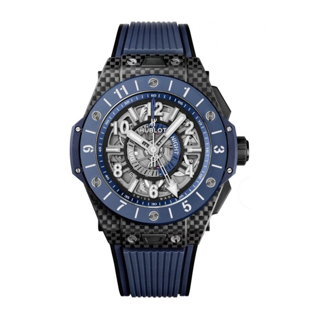 Hublot Big Bang Unico Gmt Carbon Blue Ceramic Men's Watch 471.QL.7127.RX