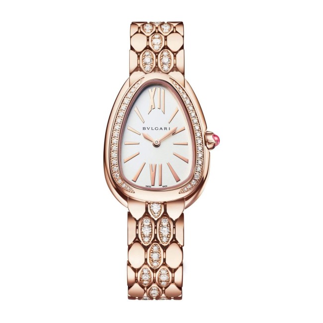 Bvlgari Serpenti Seduttori Rose Gold Semi-Paved Bracelet Woman's Watch 103275