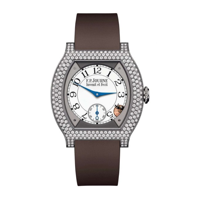 F.P.Journe 35mm élégante 40 Titanium 12 Rows of Diamonds Woman's Watch Brown strap