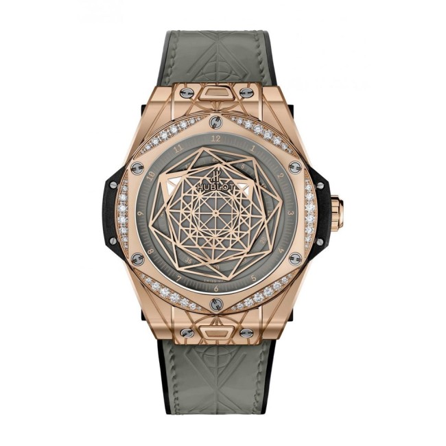 Hublot Big Bang One Click Sang Bleu King Gold Grey Diamonds Woman's Watch 465.OS.7048.VR.1204.MXM20