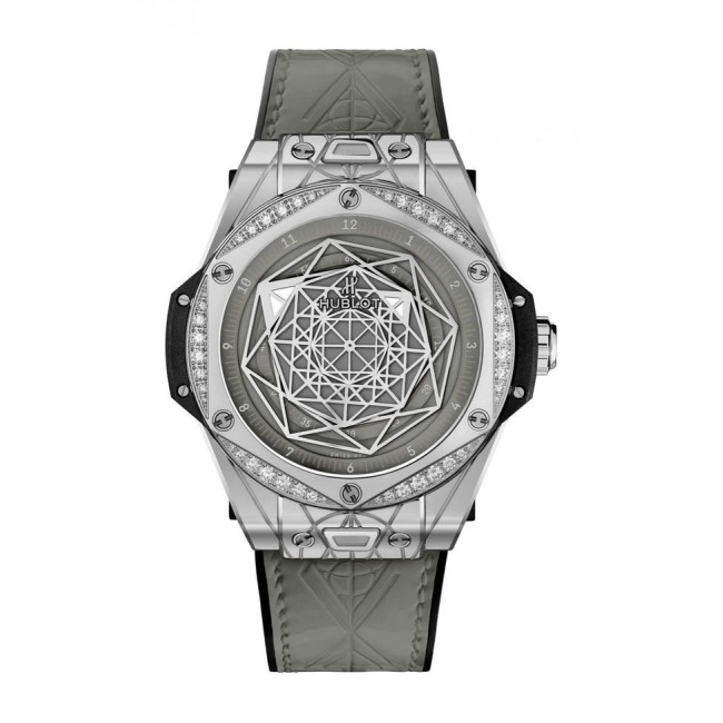 Hublot Big Bang One Click Sang Bleu Steel Grey Diamonds Woman's Watch 465.SS.7047.VR.1204.MXM20