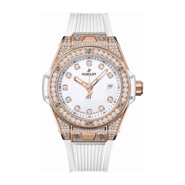 Hublot Big Bang One Click King Gold White Pave Woman's Watch 485.OE.2210.RW.1604