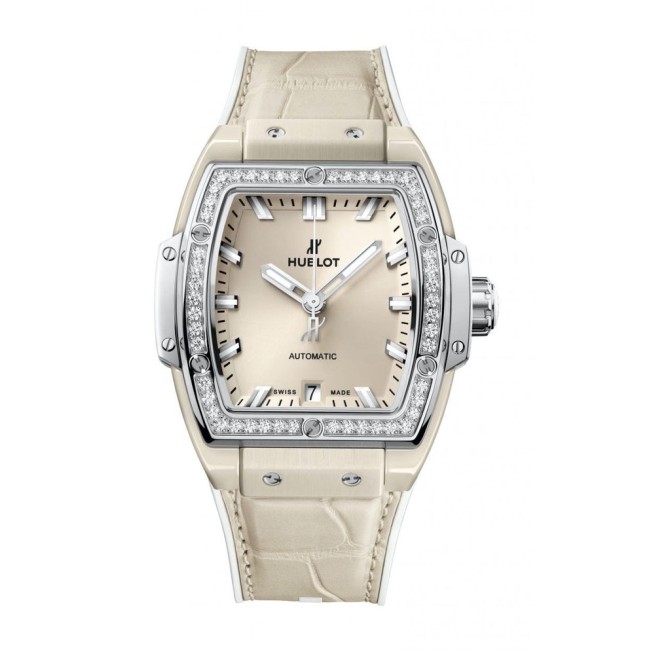 Hublot Spirit of Big Bang Beige Ceramic Titanium Diamonds Woman's Watch 665.CZ.891B.LR.1204