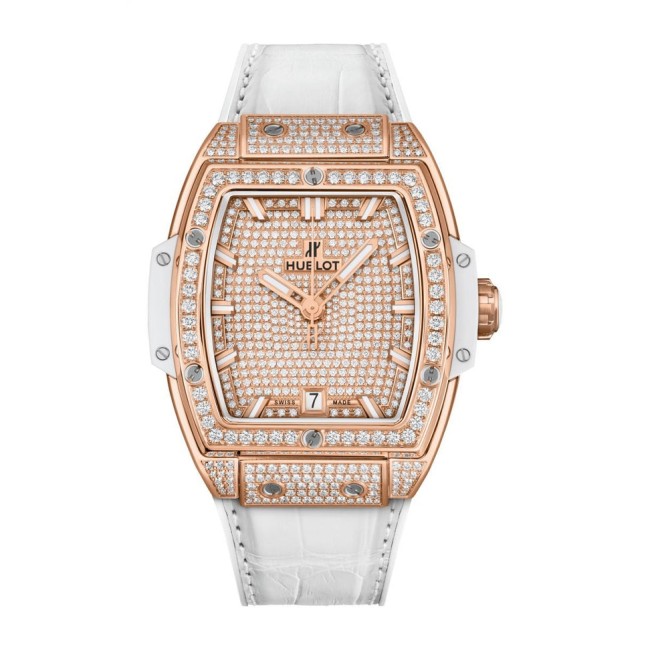 Hublot Spirit of Big Bang King Gold White Full Pavé Woman's Watch 665.OE.9010.LR.1604