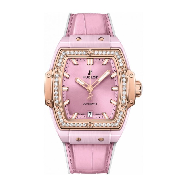 Hublot Spirit of Big Bang Pink Ceramic King Gold Diamonds Woman's Watch 665.RO.891P.LR.1204