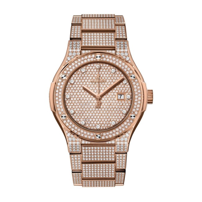 Hublot Classic Fusion Bracelet King Gold Full Pavé Men's Watch 548.OX.9000.OX.3704