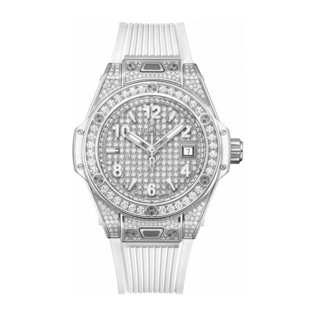 Hublot Big Bang One Click Steel White Full Pave Woman's Watch 485.SE.9000.RW.1604