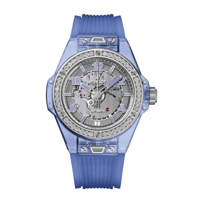 Hublot Big Bang One Click Blue Sapphire Diamonds Woman's Watch 465.JL.4802.RT.1204