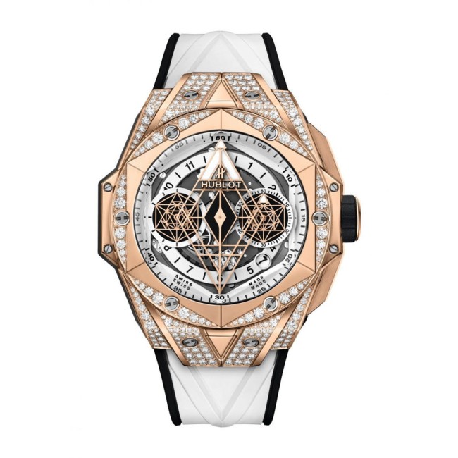 Hublot Sang Bleu II King Gold White Pavé Men's Watch 418.OX.2001.RX.1604.MXM20