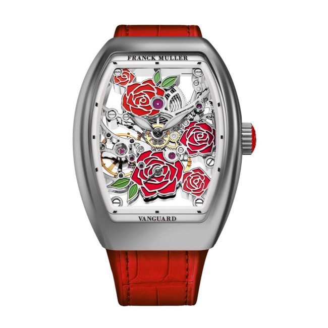 Franck Muller Vanguard Rose Skeleton Woman's Watch V 32 S6 SQT ROSE (RG) OG