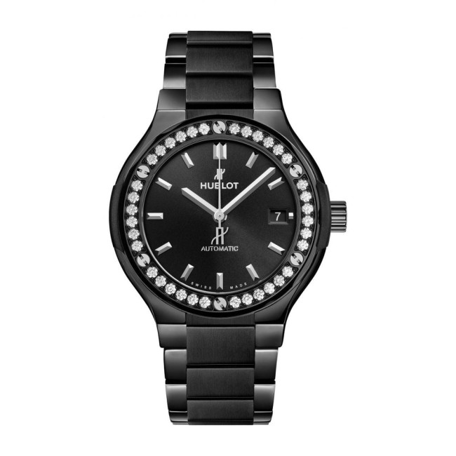 Hublot Classic Fusion Black Magic Bracelet Diamonds Woman's Watch 585.CM.1470.CM.1204