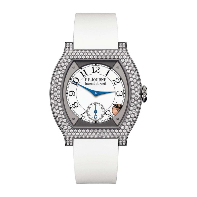 F.P.Journe 35mm élégante 40 Titanium 12 Rows of Diamonds Woman's Watch White strap