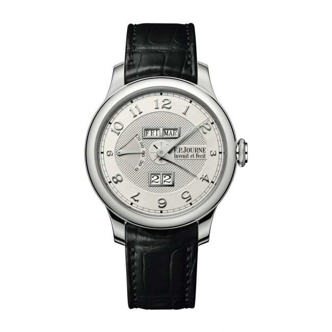 F.P.Journe 40mm Quantième Perpétuel White Silver Dial Men's Watch Black strap Platinum